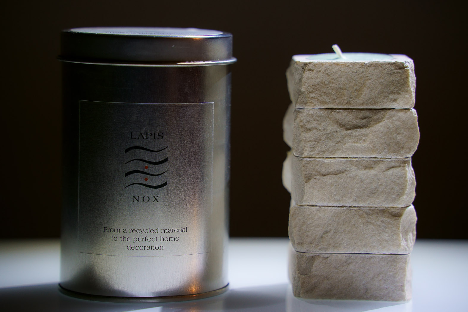 Lapis Nox stone vase and candleholder