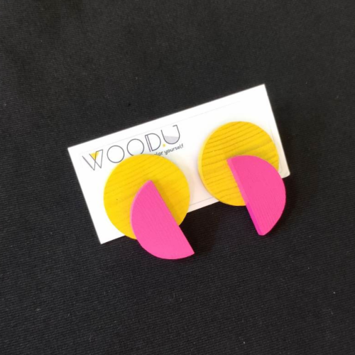 Wood U earrings